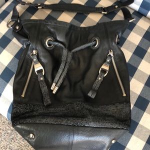Makowsky black leather with silver hardware bag